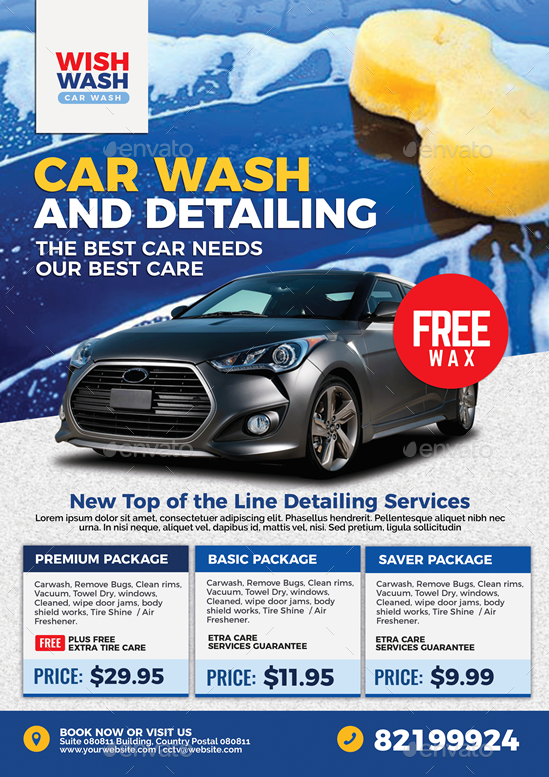 Car Wash and Detailing Services Flyer, Print Templates GraphicRiver
